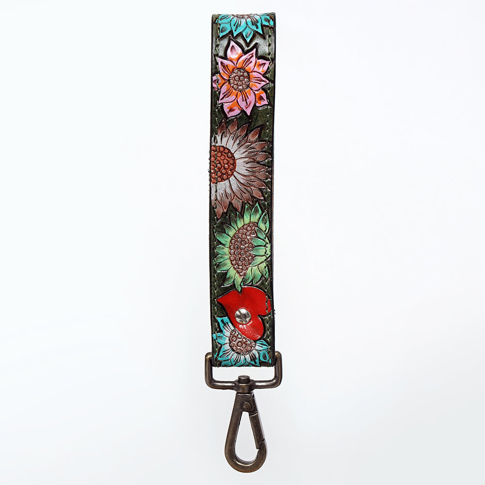 American Darling ADWSF124 Hand Tooled Genuine Leather Handle Strap For Wristlet Bags