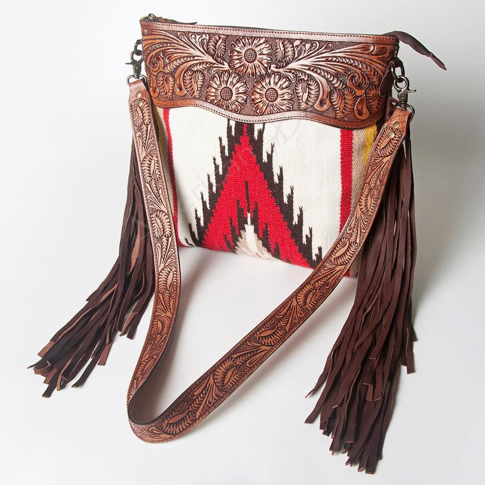 American Darling ADBGZ566 Signature Crossbody Hand Tooled Saddle Blanket Genuine Leather women bag western handbag purse