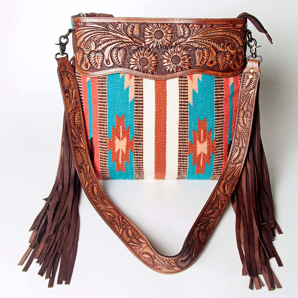American Darling ADBGZ574 Signature Crossbody Hand Tooled Saddle Blanket Genuine Leather women bag western handbag purse