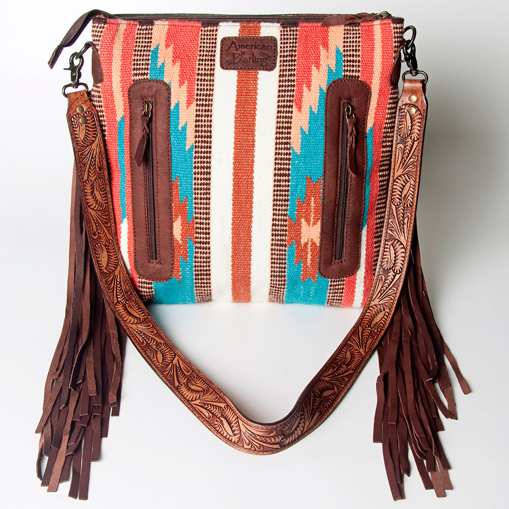 American Darling ADBGZ574 Signature Crossbody Hand Tooled Saddle Blanket Genuine Leather women bag western handbag purse
