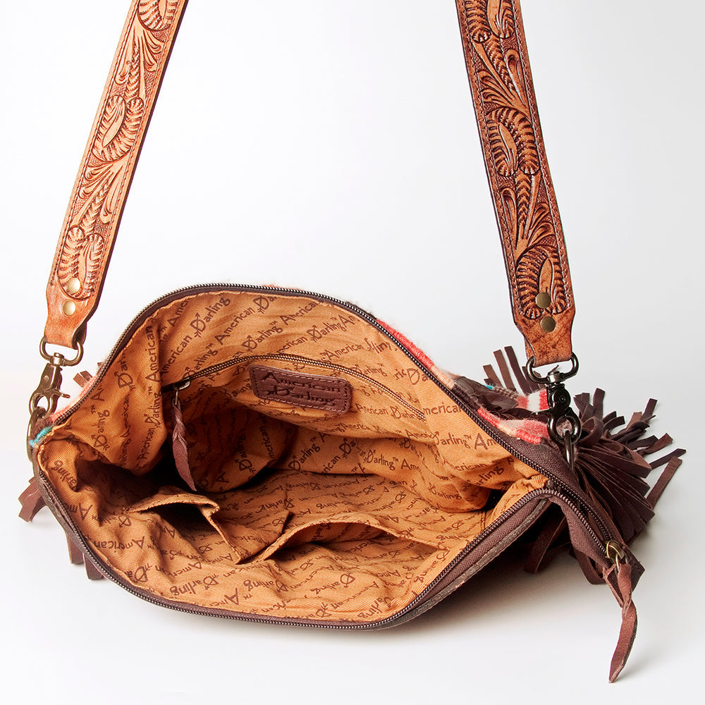 American Darling ADBGZ574 Signature Crossbody Hand Tooled Saddle Blanket Genuine Leather women bag western handbag purse