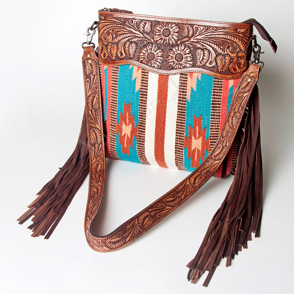American Darling ADBGZ574 Signature Crossbody Hand Tooled Saddle Blanket Genuine Leather women bag western handbag purse