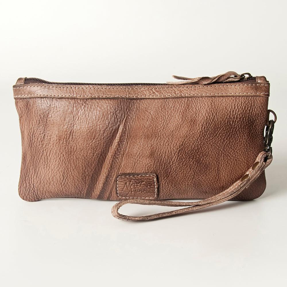 Never Mind Nmbg101G Wristlet Vintage Handmade Genuine Cowhide Leather Women Bag Western Handbag Purse