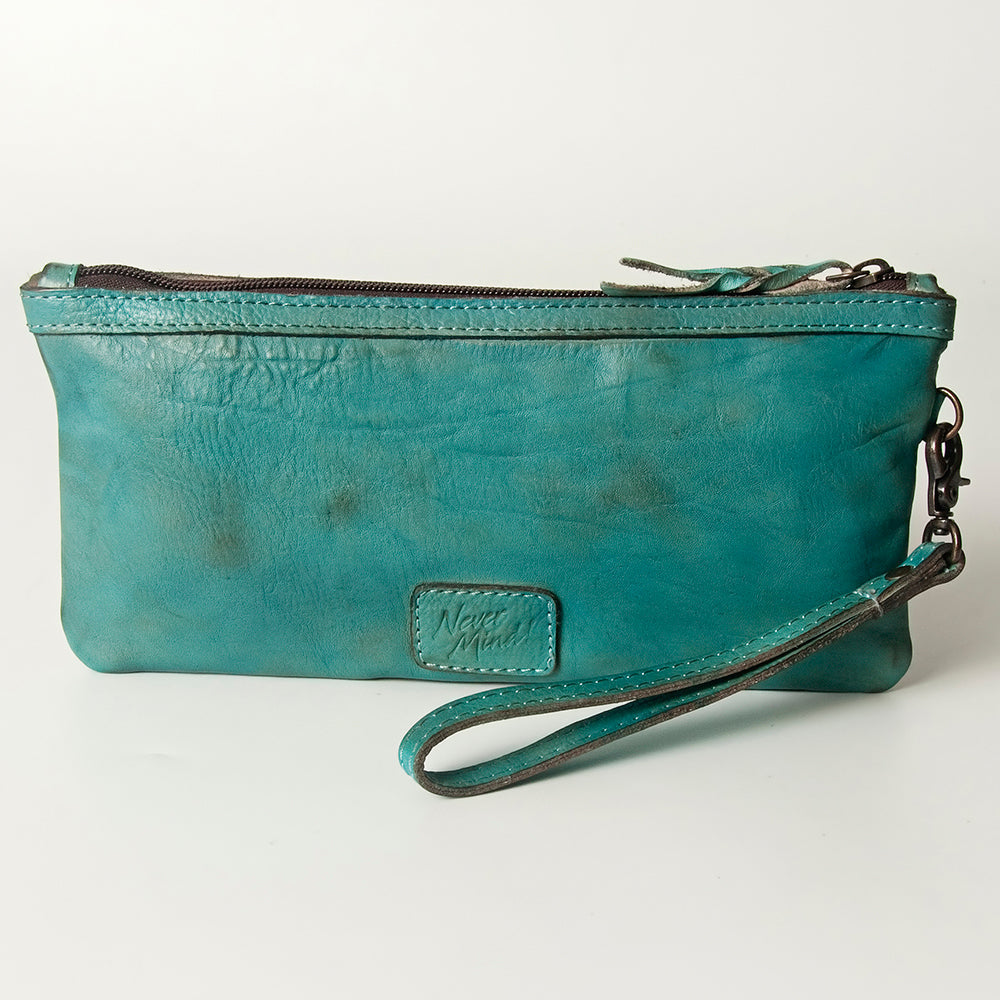 Never Mind Nmbg101H Wristlet Vintage Handmade Genuine Cowhide Leather Women Bag Western Handbag Purse