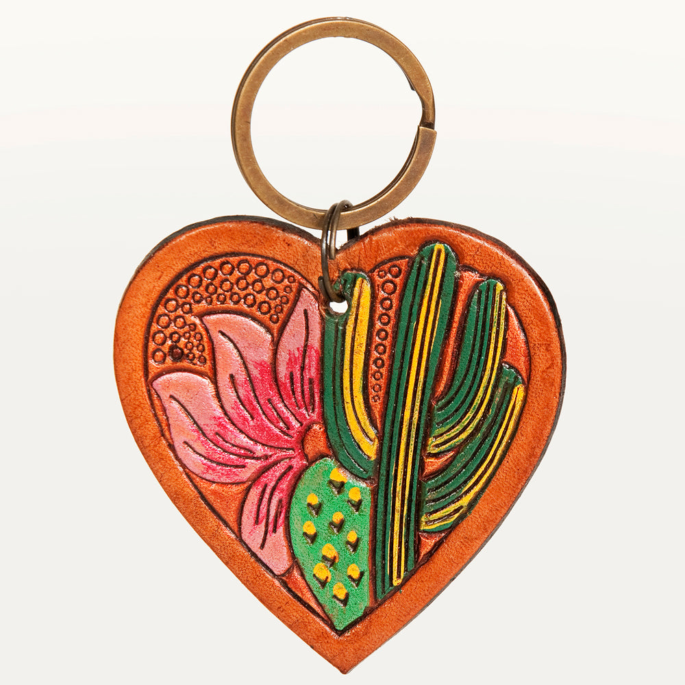 American Darling ADKR182 Hand Tooled Carved Genuine Leather Keyring