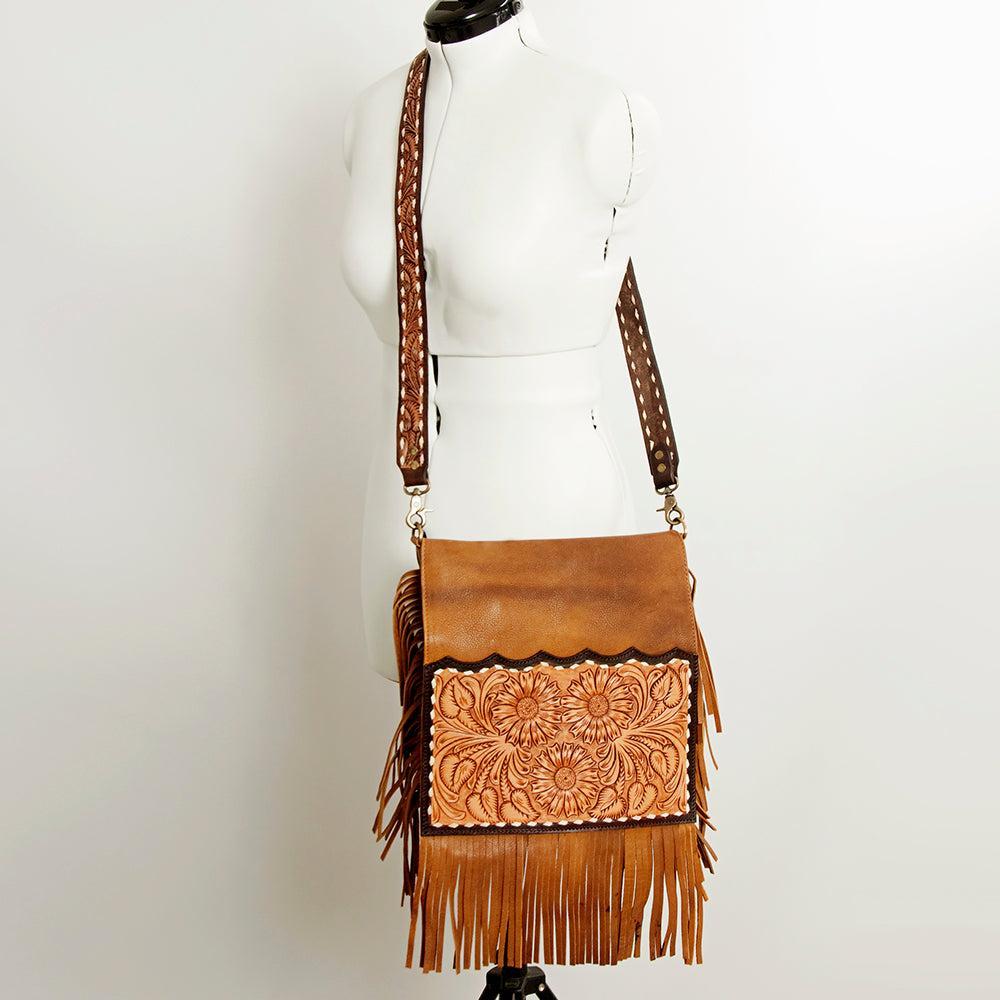 American Darling ADBGA239A Cross Body Hand Tooled Genuine Leather women bag western handbag purse