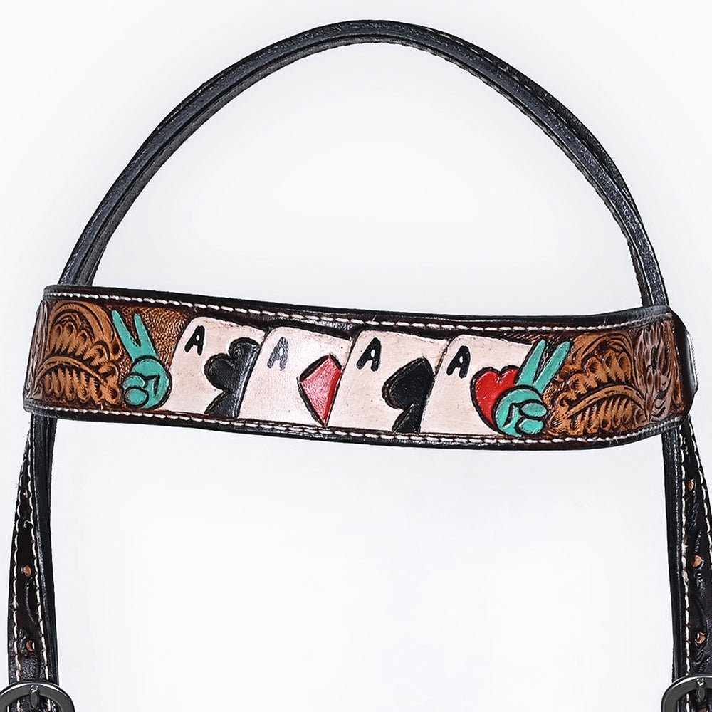Bar H Equine American Leather Horse Saddle Tack One Ear Headstall Brown
