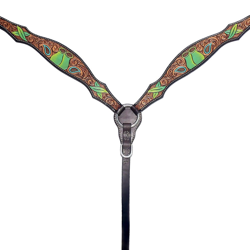 BAR H EQUINE Western Leather Horse Premium Headstall & Breast Collar Set