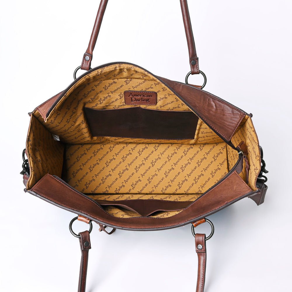 American Darling Tote Hand Tooled Hair On Genuine Leather Women Bag Western Handbag Purse