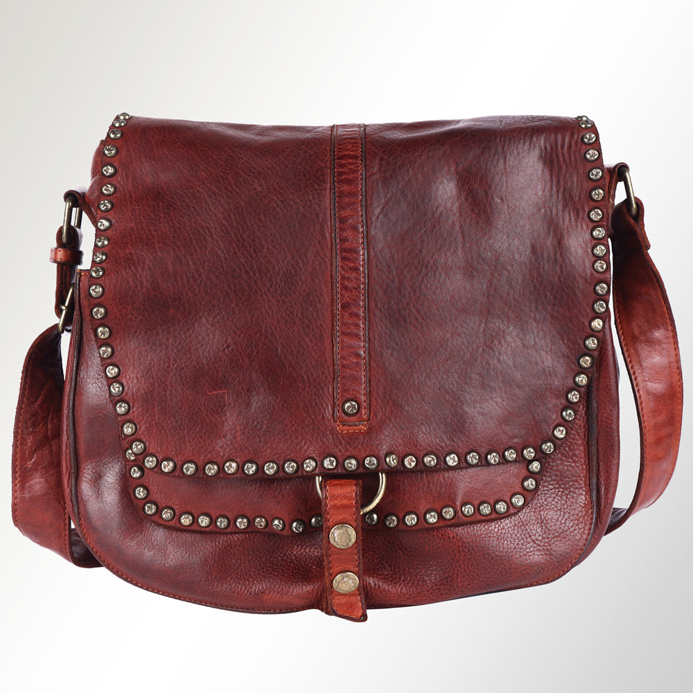 Spaghetti Western Swc157Bcg Cross Body I Vintage Handmade Drum Dyed Genuine European Cowhide Leather Women Bag Western Handbag Purse