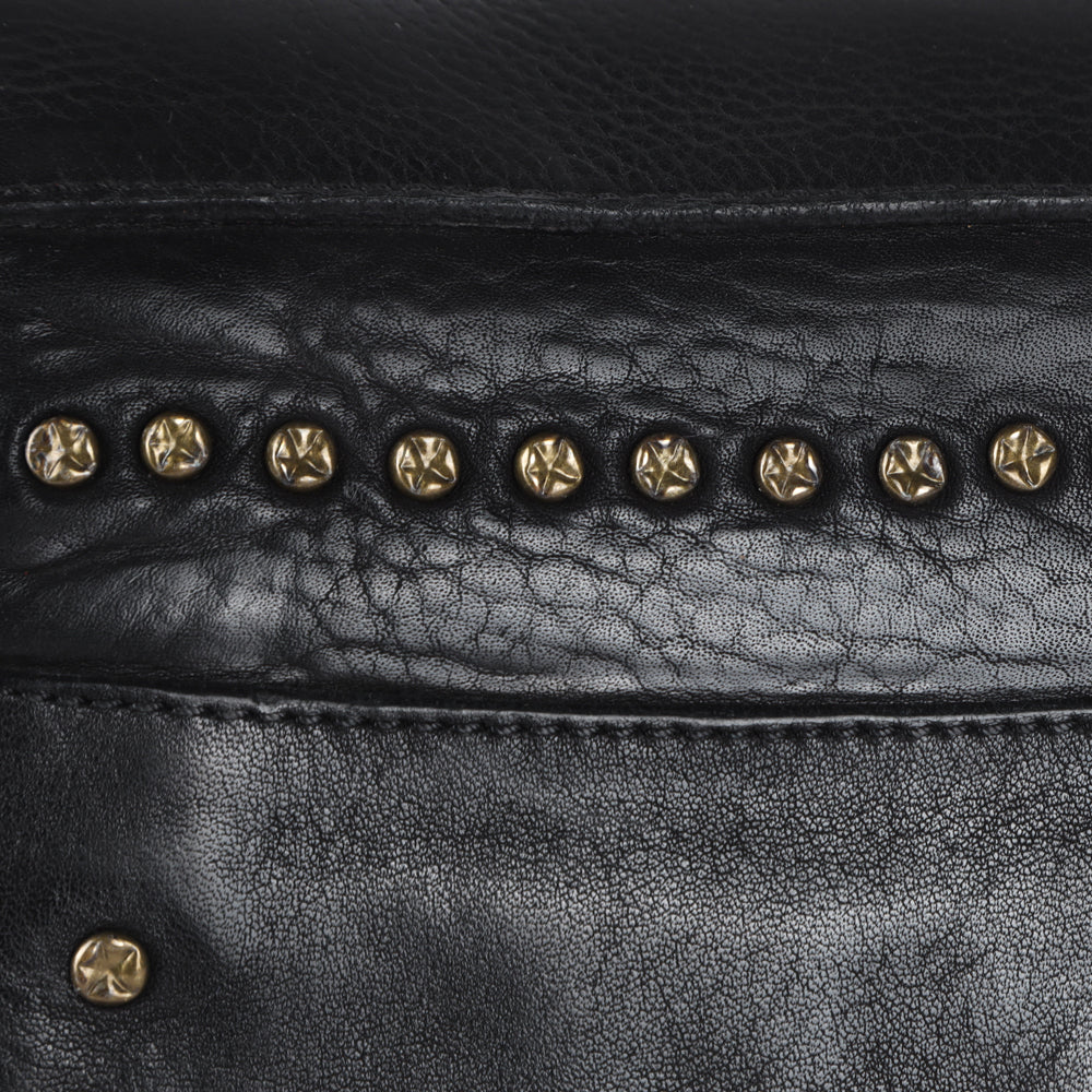 Spaghetti Western Swc170Blk Cross Body I Vintage Handmade Drum Dyed Genuine European Cowhide Leather Women Bag Western Handbag Purse
