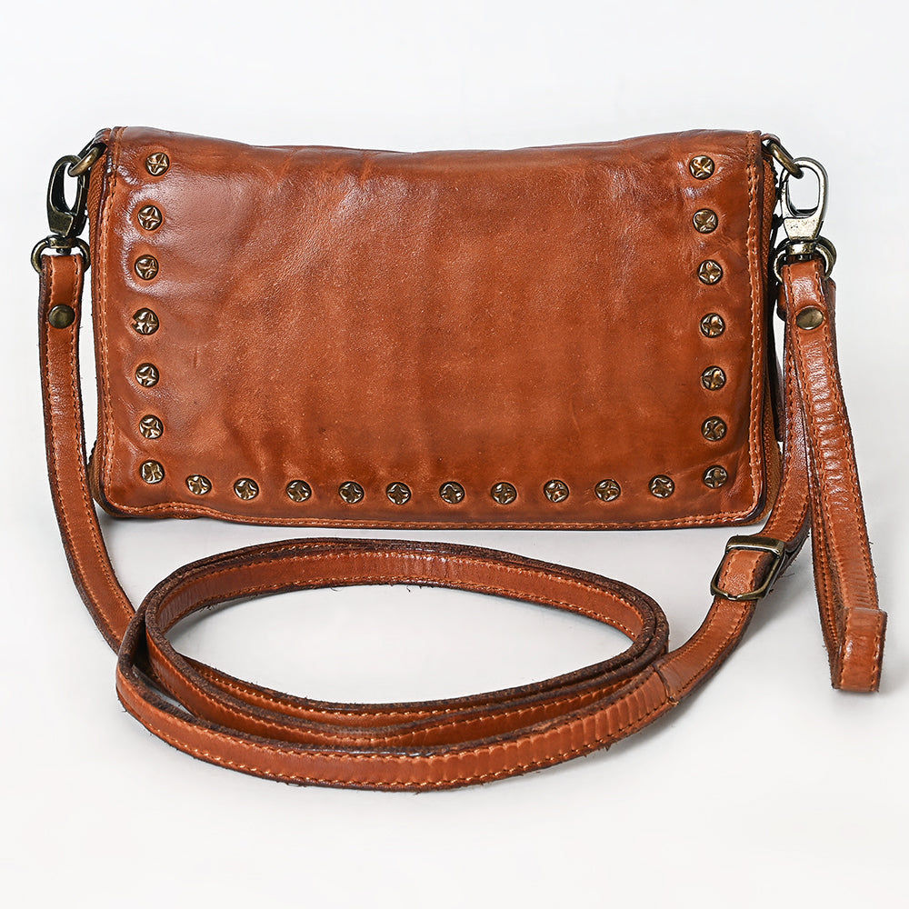 Spaghetti Western Swc195Cg Wallet Vintage Handmade Drum Dyed Genuine European Cowhide Leather Women Bag Western Handbag Purse