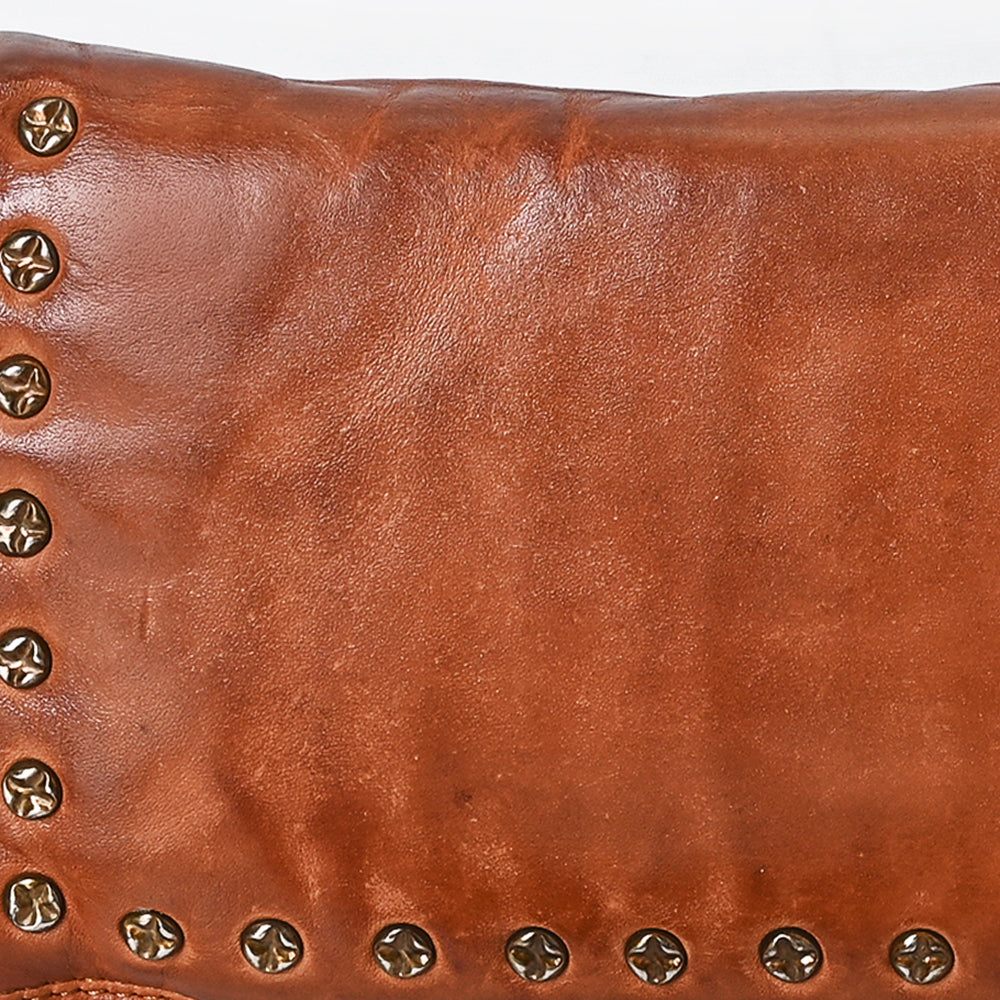 Spaghetti Western Swc195Cg Wallet Vintage Handmade Drum Dyed Genuine European Cowhide Leather Women Bag Western Handbag Purse