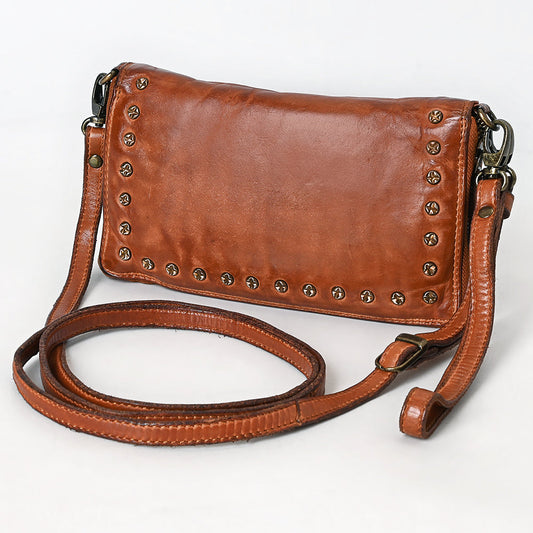 Spaghetti Western Swc195Cg Wallet Vintage Handmade Drum Dyed Genuine European Cowhide Leather Women Bag Western Handbag Purse