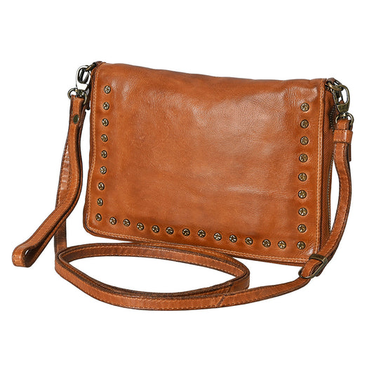 Spaghetti Western Swc197Tan Organiser Vintage Handmade Drum Dyed Genuine European Cowhide Leather Women Bag Western Handbag Purse