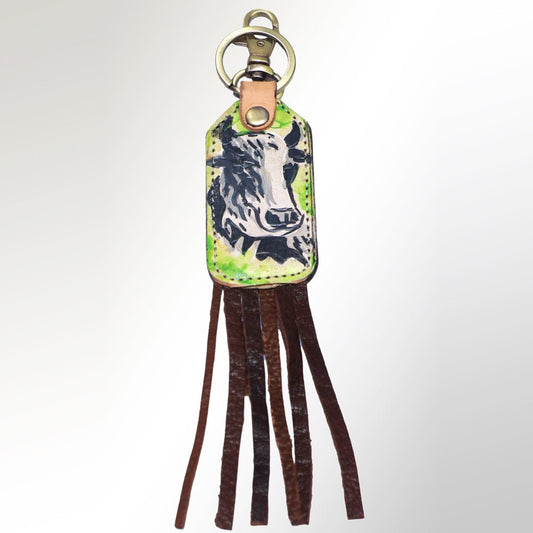 American Darling ADKRM103 Hand Tooled Carved Genuine Leather Keyring