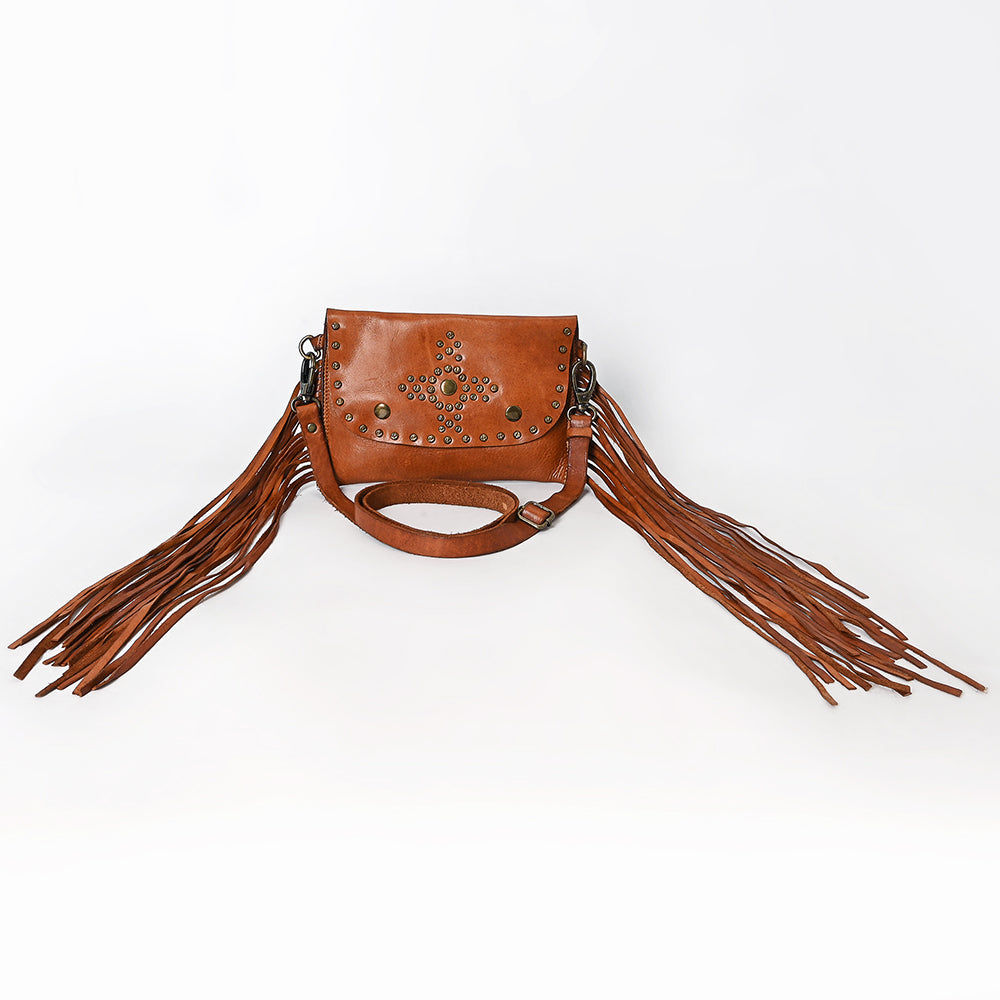 Spaghetti Western Swc147Tan Envelope Vintage Handmade Drum Dyed Genuine European Cowhide Leather Women Bag Western Handbag Purse