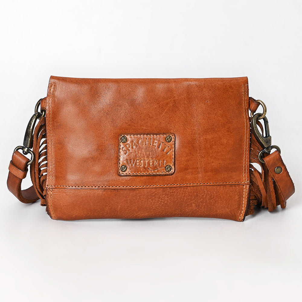 Spaghetti Western Swc147Tan Envelope Vintage Handmade Drum Dyed Genuine European Cowhide Leather Women Bag Western Handbag Purse