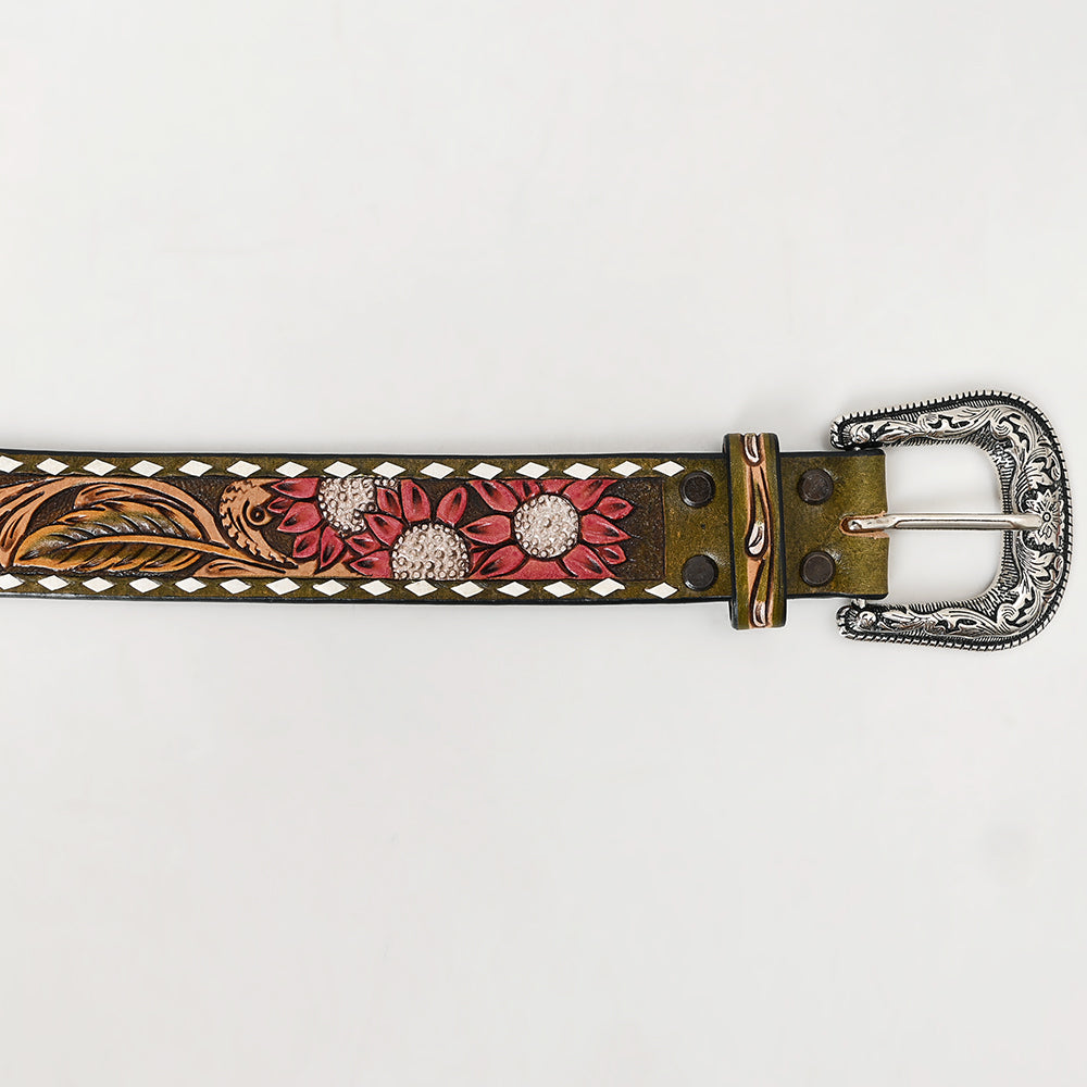 American Darling ADBLF139-L Beautifully Hand Tooled Genuine American Leather Belt Men and  Women