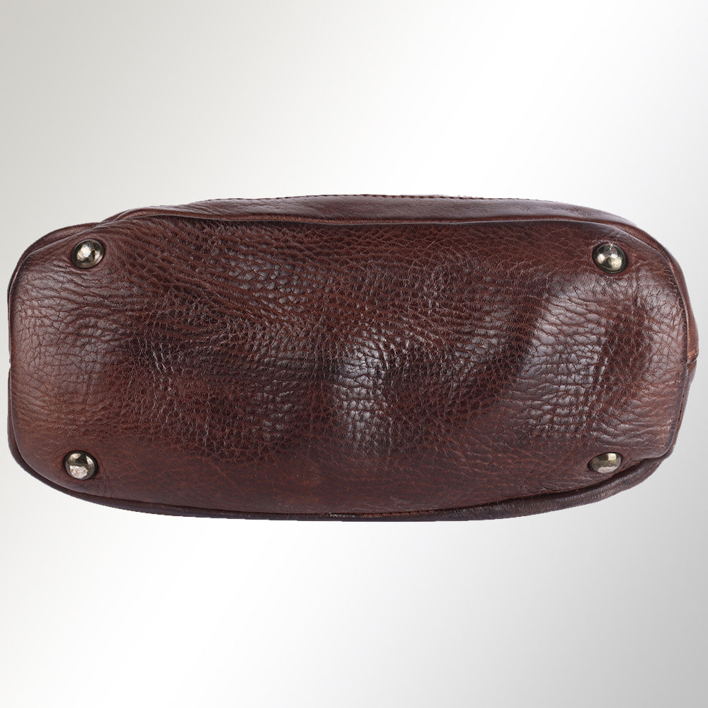 Spaghetti Western Swc123Abrn Tote Vintage Handmade Drum Dyed Genuine European Cowhide Leather Women Bag Western Handbag Purse