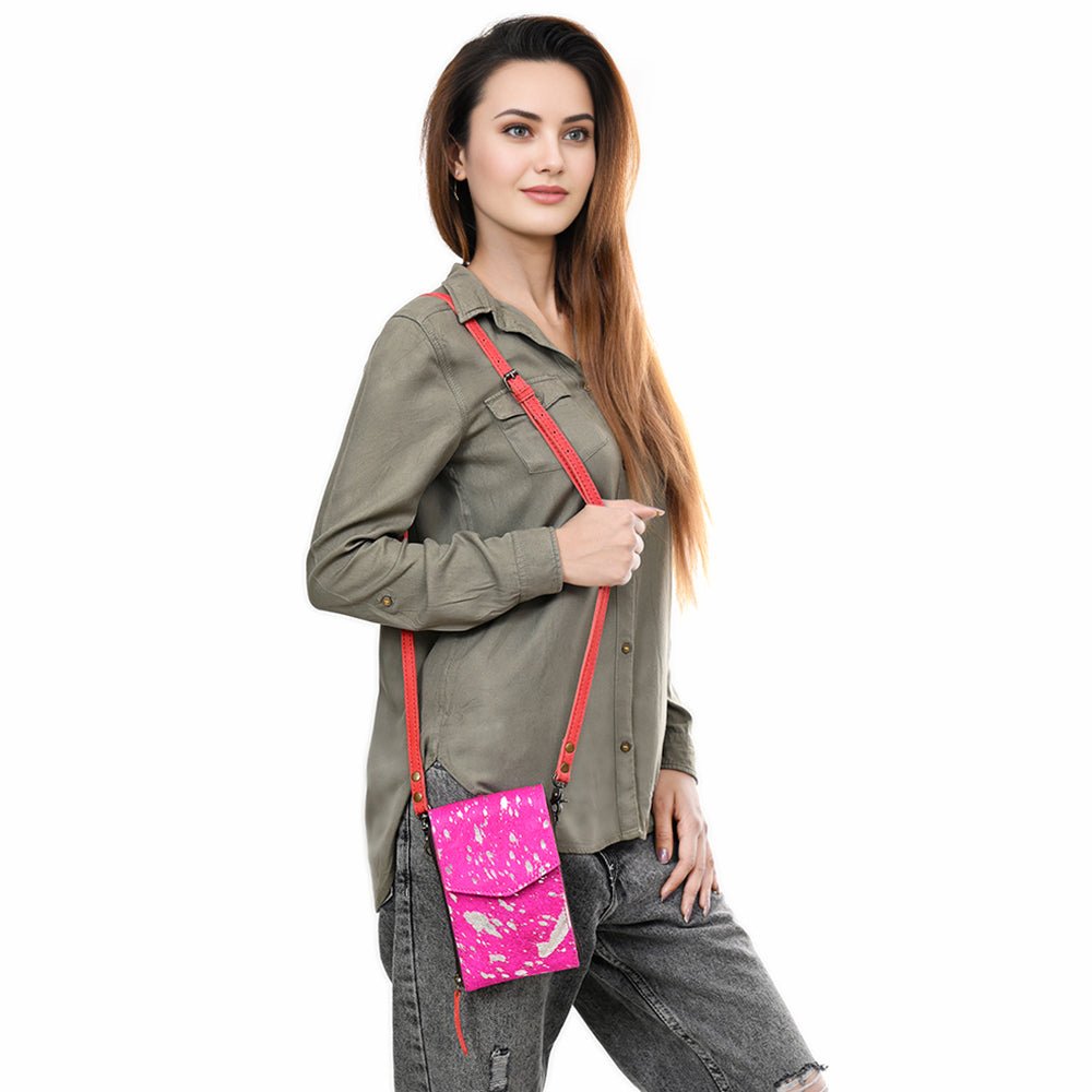 American Darling Cell Phone Holder Hair On Genuine Leather women bag western handbag purse