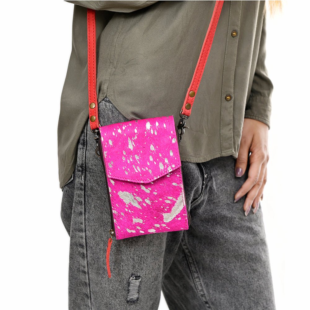 American Darling Cell Phone Holder Hair On Genuine Leather women bag western handbag purse