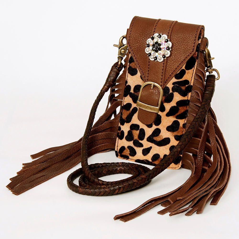 American Darling Cell Phone Holder Hair On Genuine Leather women bag western handbag purse