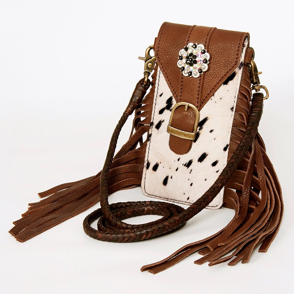 American Darling Cell Phone Holder Hair On Genuine Leather women bag western handbag purse