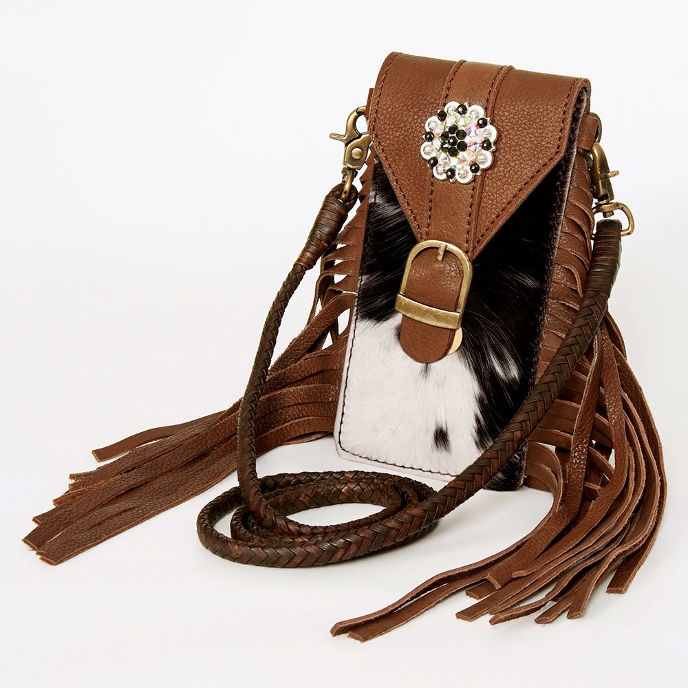 American Darling Cell Phone Holder Hair On Genuine Leather women bag western handbag purse