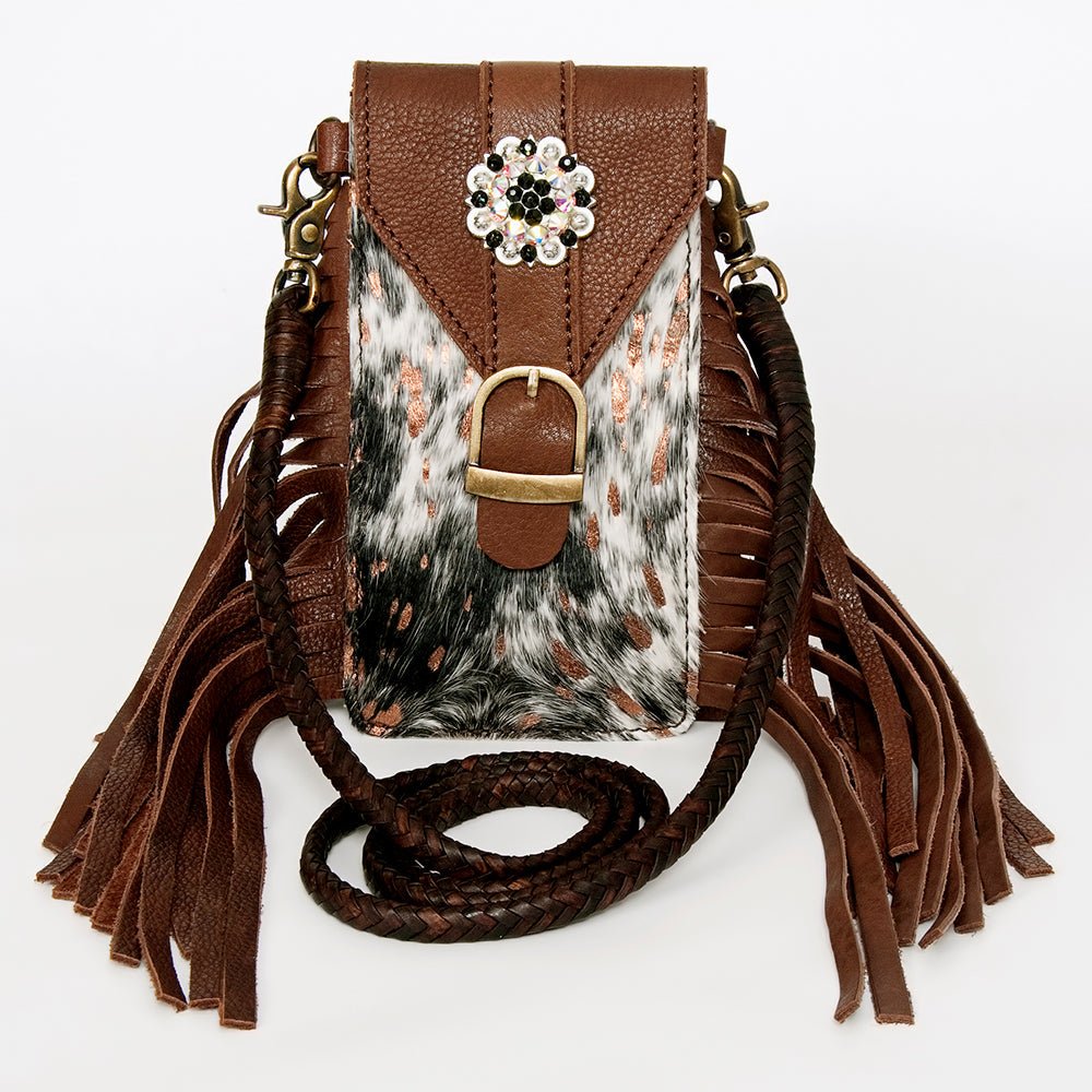 American Darling Cell Phone Holder Hair On Genuine Leather women bag western handbag purse