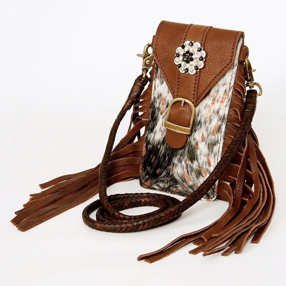 American Darling Cell Phone Holder Hair On Genuine Leather women bag western handbag purse
