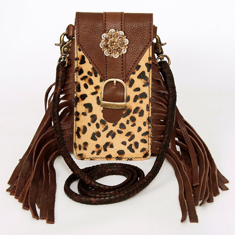 American Darling Cell Phone Holder Hair On Genuine Leather women bag western handbag purse