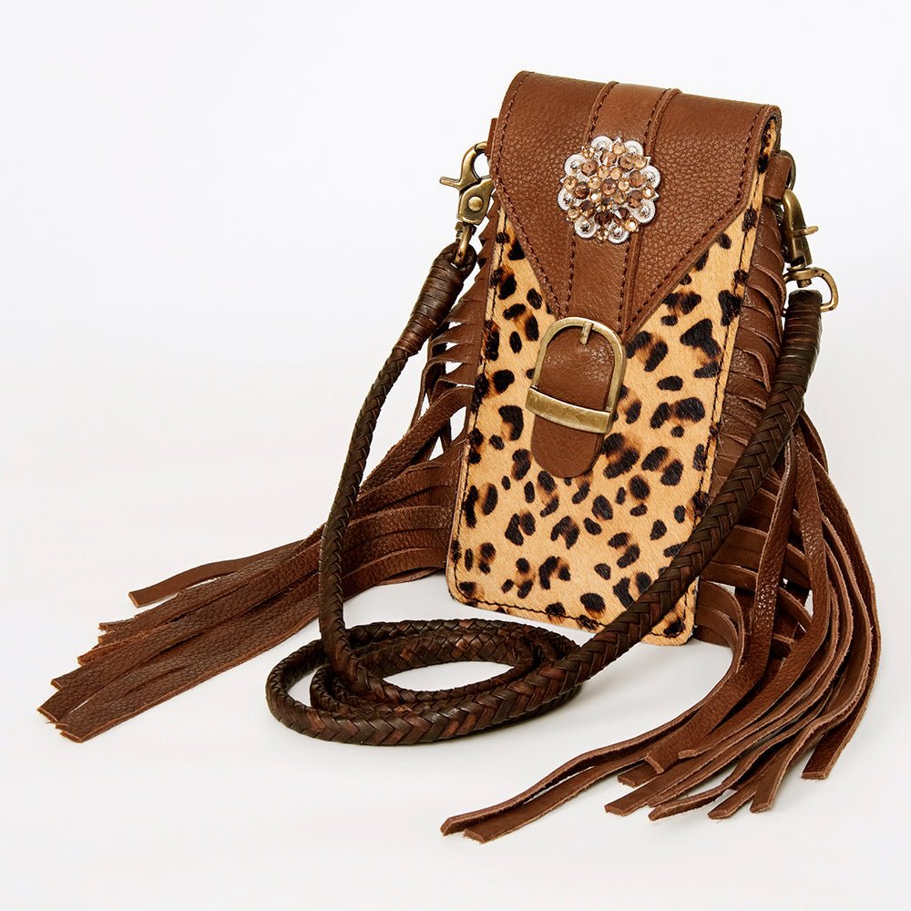 American Darling Cell Phone Holder Hair On Genuine Leather women bag western handbag purse