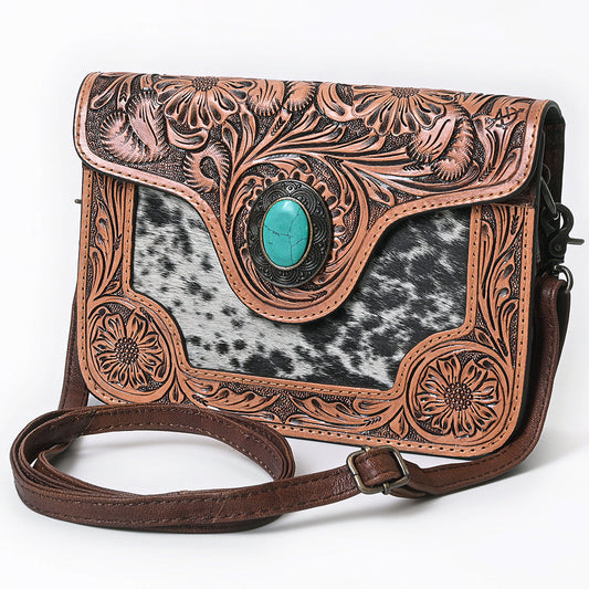 American Darling Small Crossbody Hand Tooled Hair On Genuine Leather Western Women Bag Handbag Purse | for Cute