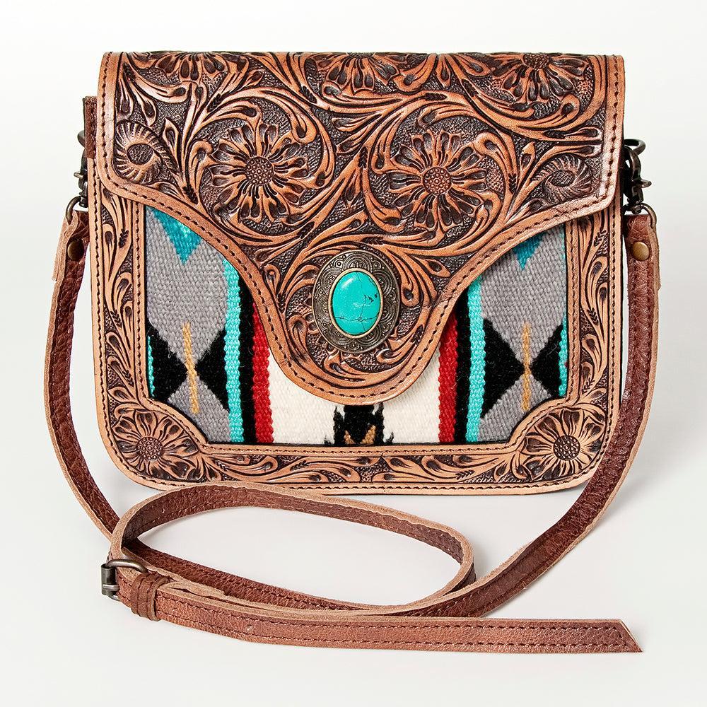 ADBG826B American Darling Hand Tooled Saddle Blanket Genuine Leather Women Bag Western Handbag Purse