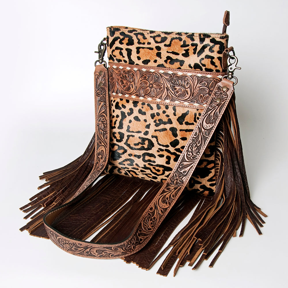 American Darling ADBGS192R Messenger Hand Tooled Hair On Genuine Leather women bag western handbag purse