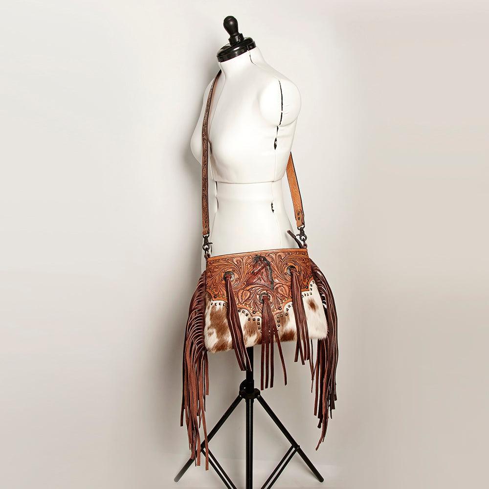American Darling ADBGZ596 Crossbody Hand Tooled Hair-On Genuine Leather Women Bag Western Handbag Purse