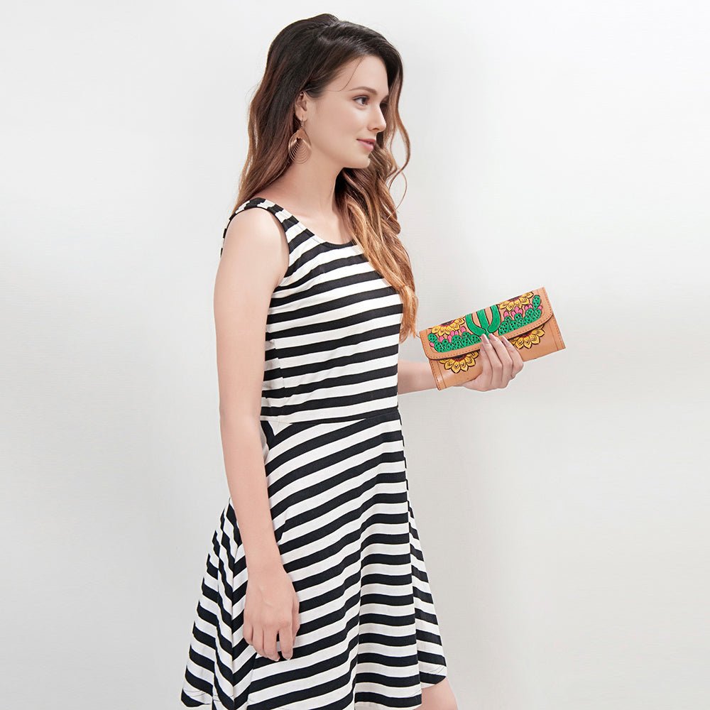 American Darling Wallet Hand Tooled Genuine Leather women bag western handbag purse