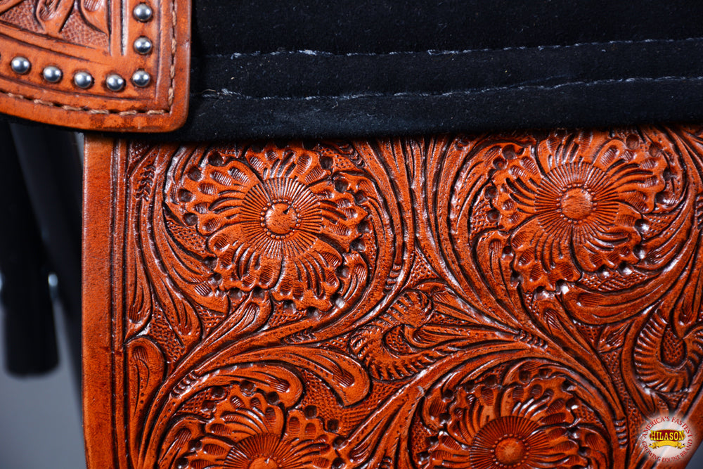 HILASON 15 Treeless Western Trail Barrel Racing American Leather Saddle | Horse Saddle | Western Saddle | Treeless Saddle | Saddle for Horses | Horse Leather Saddle