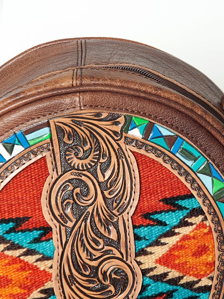 ADBG839C American Darling Hand Tooled Saddle Blanket Genuine Leather Women Bag Western Handbag Purse