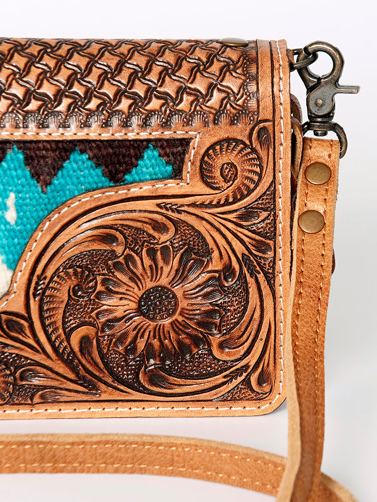 American Darling Cross Body Hand Tooled Saddle Blanket Genuine Leather Western Women Bag Handbag Purse | Crossbody for Cute