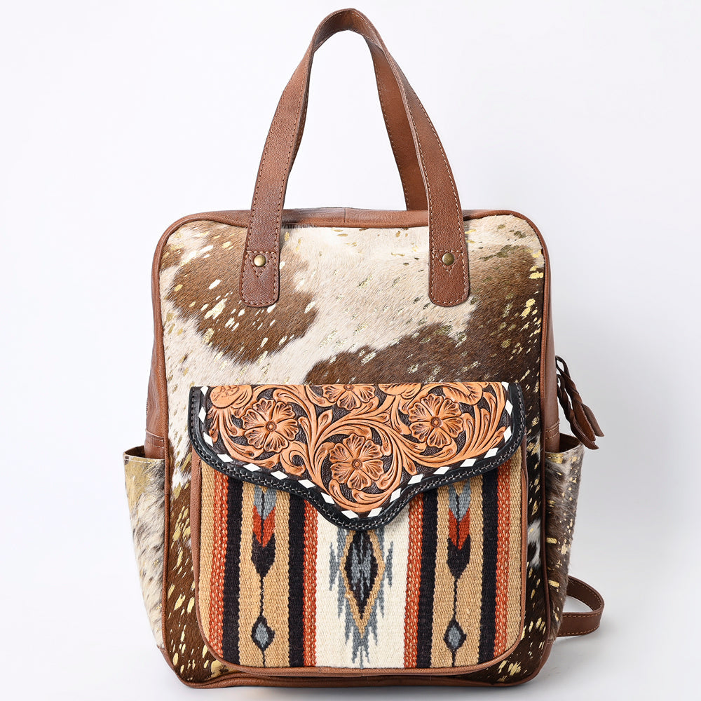 ADBG849E American Darling Hand Tooled Saddle Blanket Hair On Genuine Leather Women Bag Western Handbag Purse