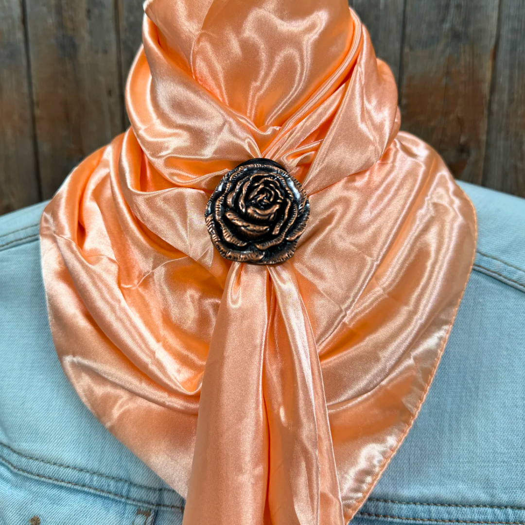 35X35" Solid Peach Wild Rag / Scarf WRS24 - Western Concho Wild Rag Slides - Assorted