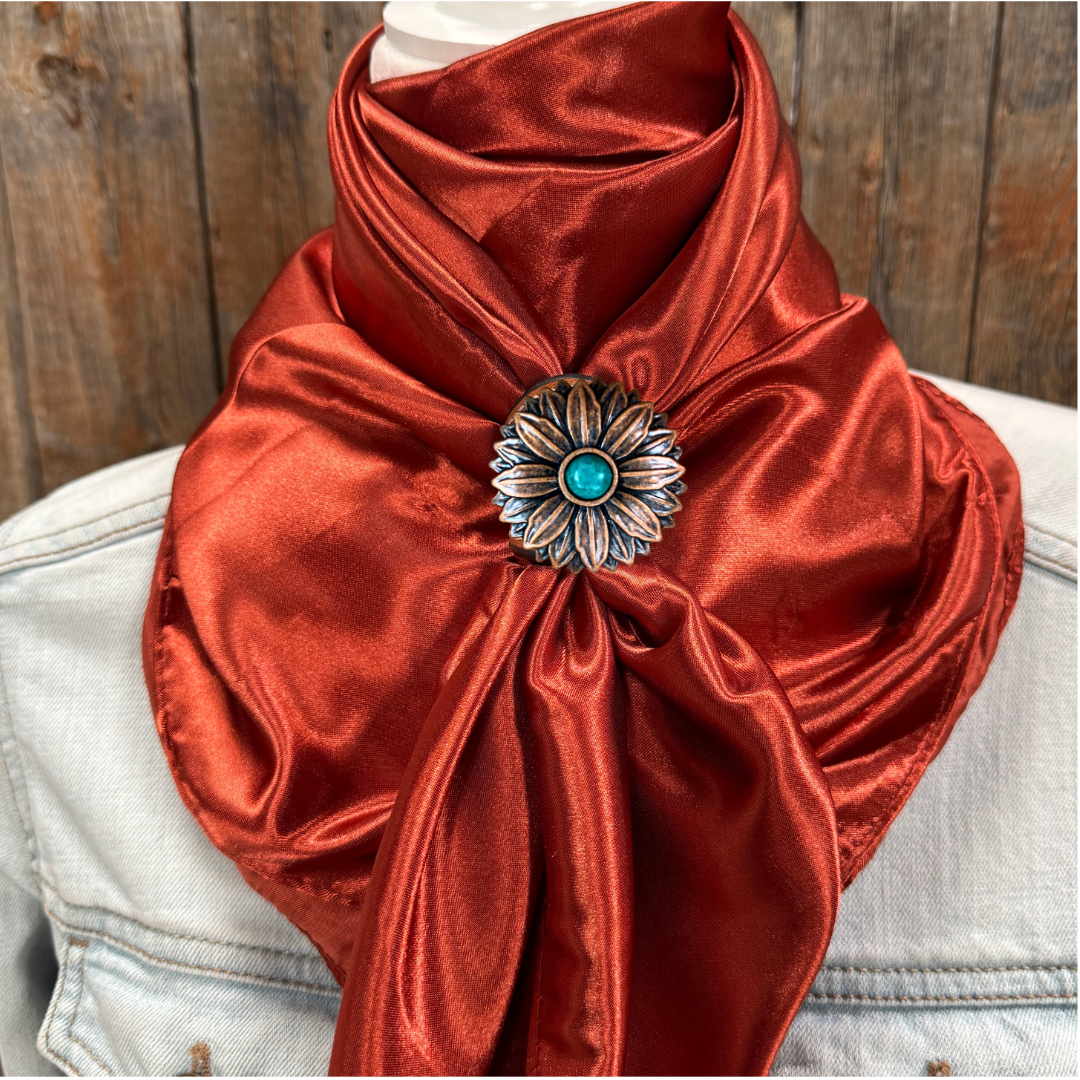 35X35" Solid Rust Wild Rag / Scarf WRS16 - Western Concho Wild Rag Slides - Assorted