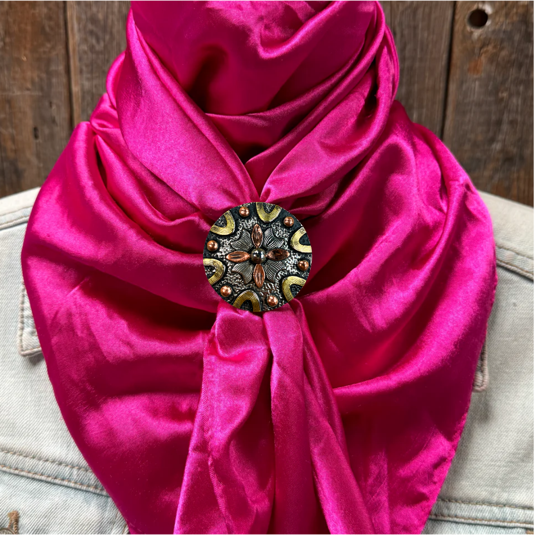 35X35" Solid Fuchsia Wild Rag / Scarf WRS12 - Western Concho Wild Rag Slides - Assorted