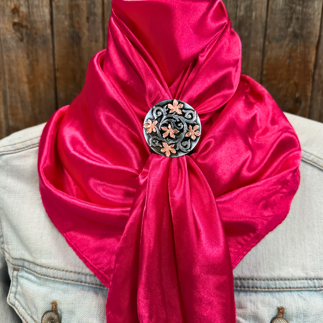 35X35" Solid Hot Pink Wild Rag / Scarf WRS25 - Western Concho Wild Rag Slides - Assorted