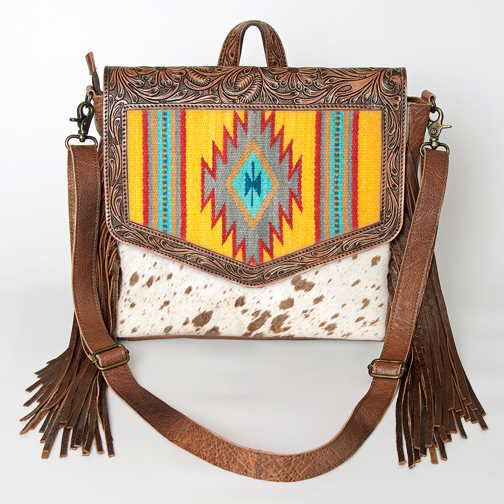 ADBG852C American Darling Hand Tooled Saddle Blanket Hair On Genuine Leather Women Bag Western Handbag Purse