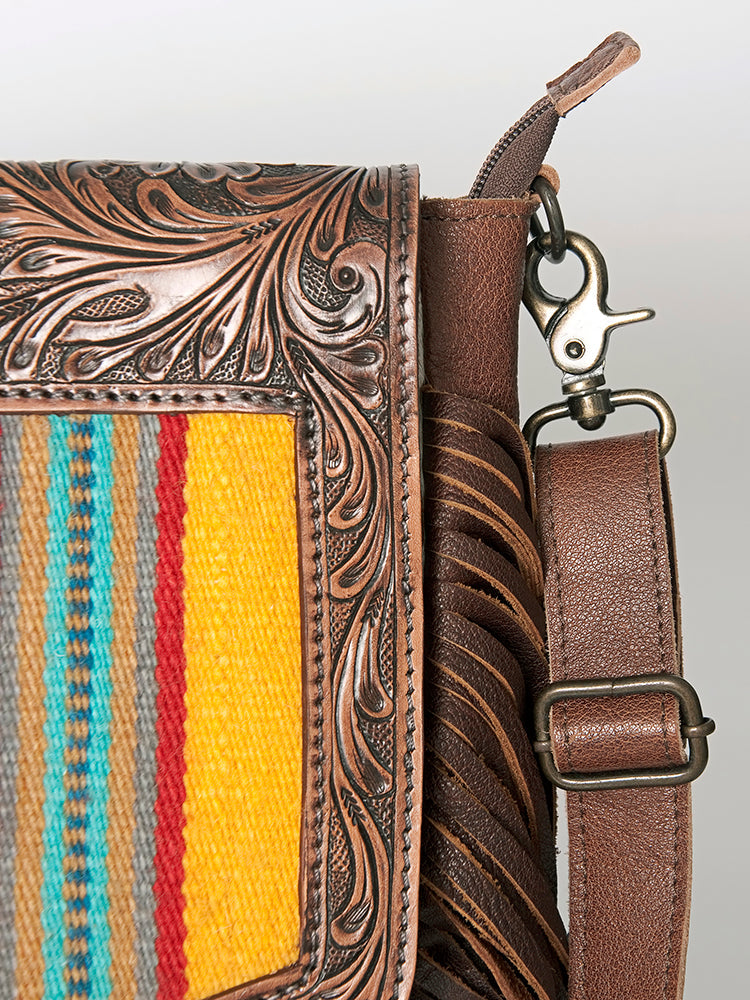 ADBG852C American Darling Hand Tooled Saddle Blanket Hair On Genuine Leather Women Bag Western Handbag Purse