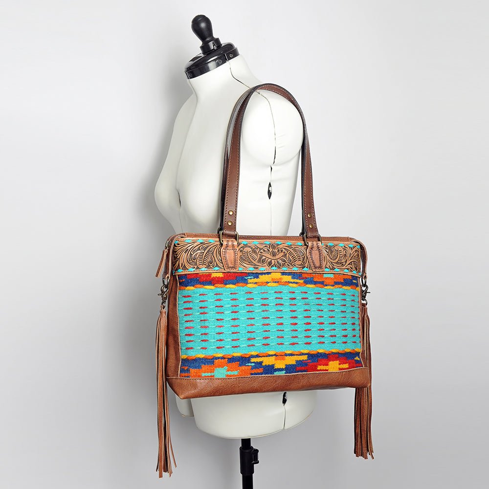 ADBG855E American Darling Hand Tooled Saddle Blanket Genuine Leather Women Bag Western Handbag Purse