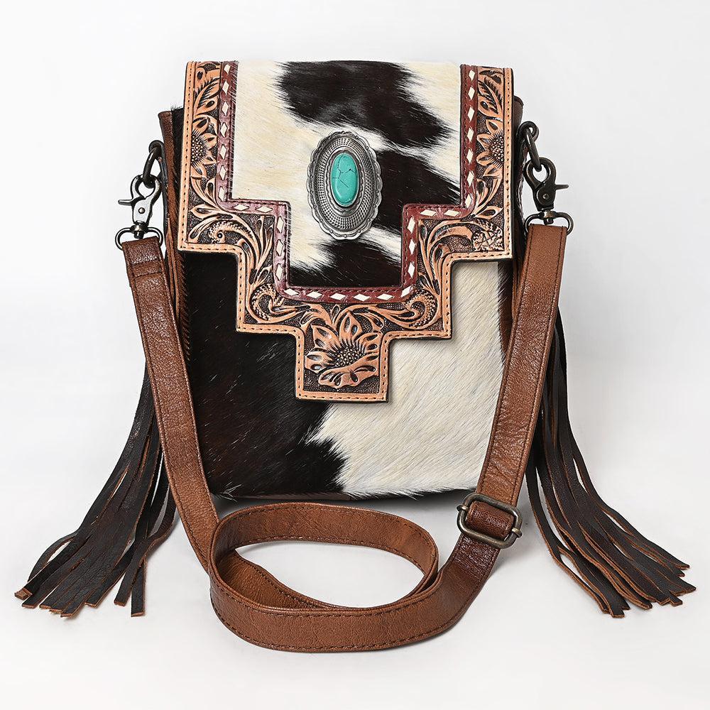 ADBG856A American Darling Hand Tooled Hair On Genuine Leather Women Bag Western Handbag Purse